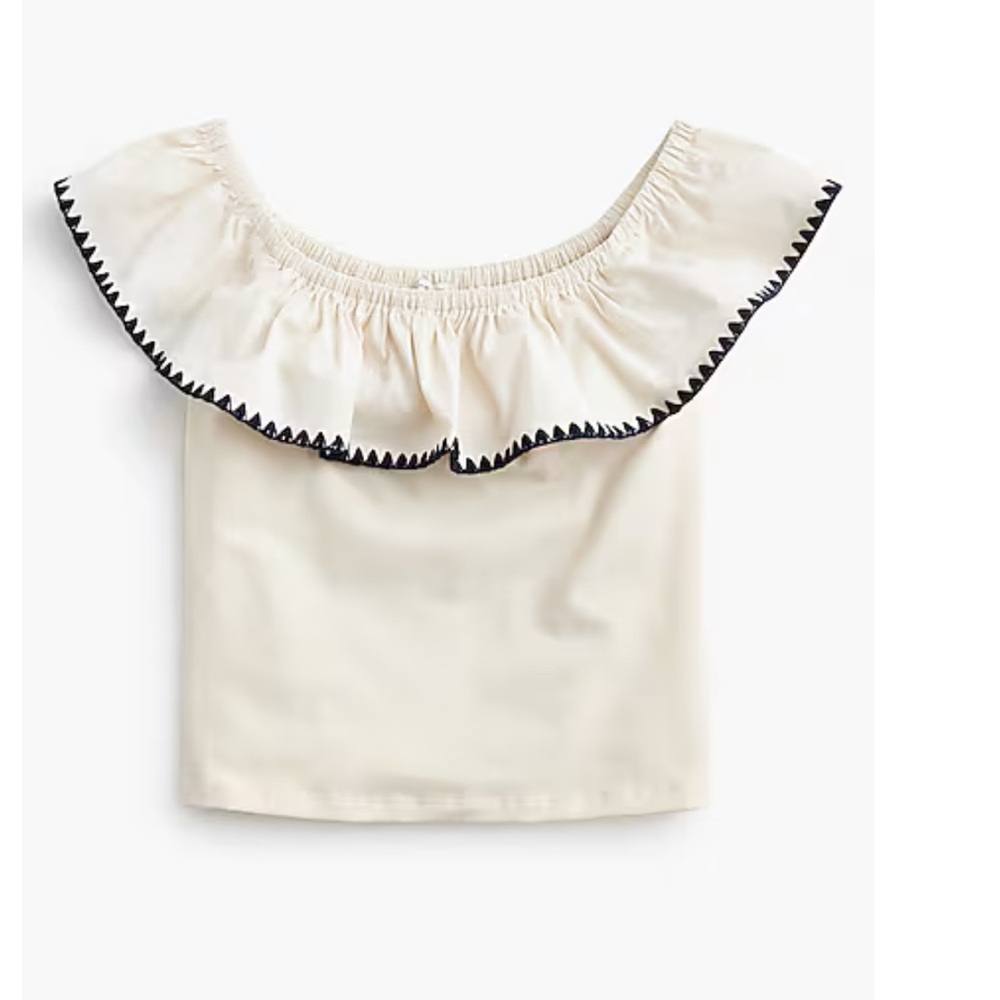 J. Crew Ivory Blouse with Navy Accents